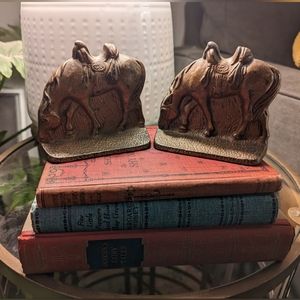Vintage metal horse book ends